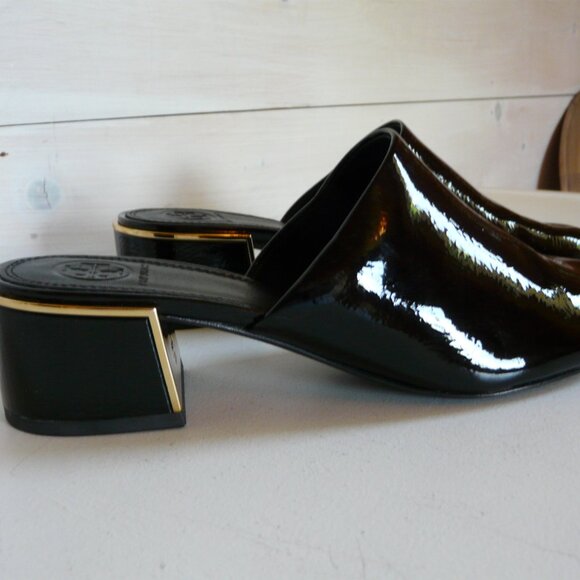 NEW Tory Burch size 7new black Juliana patent leather mules #49709 - Picture 3 of 15